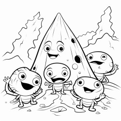 a group of friendly aliens playing hideandseek among asteroids