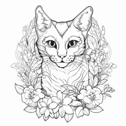 cat and flowers