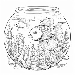 fish in tank for adults colouring in book