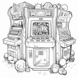 a retro arcade machine with buttons joysticks and vibrant game screens