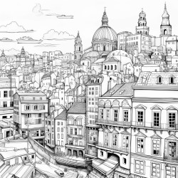 je veux colorier la ville de marseille en france caricatur