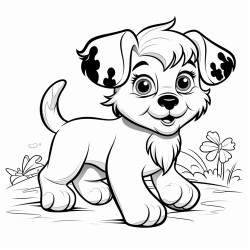a puppy with nebulacolored fur chasing a butterfly