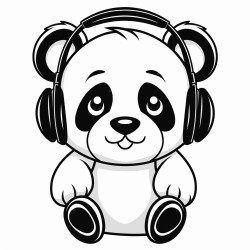 panda wearing big headphones