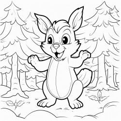 a squirrel in the forest with arms wide open