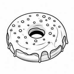 coloring page of a delicious donut with cream drips