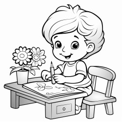 a kid is filling colors in a coloring sheet