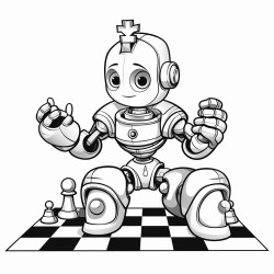space robot playing chess