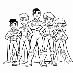 a superhero team posing together very simple