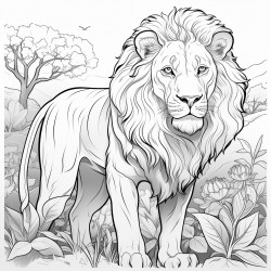 lion for coloring book no grey spaces very bold borders simple image