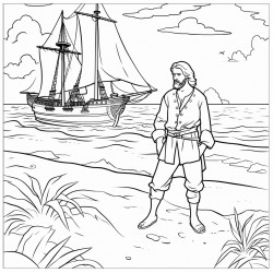 a man who is stranded on a desert island around the year 1700 the man came on a ship and is the only survivor