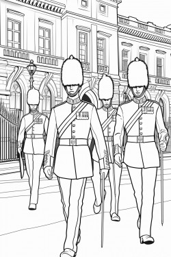united kingdom kings guards in changing ceremony