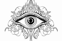 mystical eyeball with cool colors and shapes