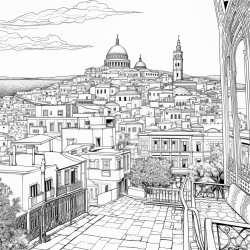 je veux colorier la ville de marseille en france caricatur