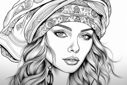 young lady with bandanas