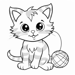 a cat playing with a ball of yarn