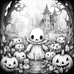 spooky cute halloween pages with cute spooky ghosts