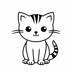 simple and cute cat outline drawing with thin bold lines