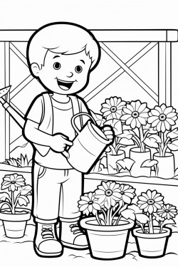 working in garden