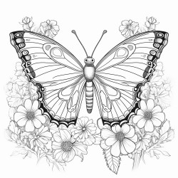 a red admiral butterfly in a garden of flowers