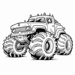 monster truck with spikes and teeth with big wheels