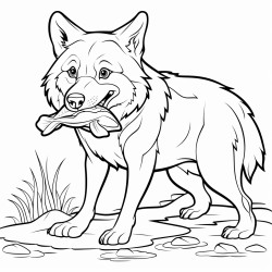 the wolf eats a turtle