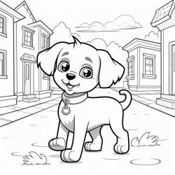 puppy walking down the street