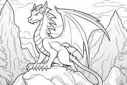 fire breathing dragon sitting on top of a out crop of rocks in a forest wings spread wide looking very menacing