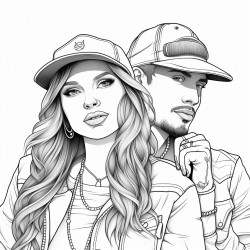 a young couple male wearing a snap back female with a septum piercing