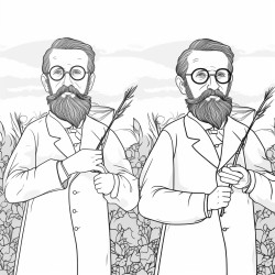 empty bearded male character with glasses dressed like in the 19th century 2 almost same pictures to find differences