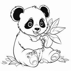 a panda eating leaves