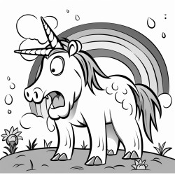 a unicorn farting a rainbow