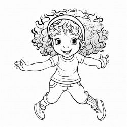 wild curly hair girl in dance class