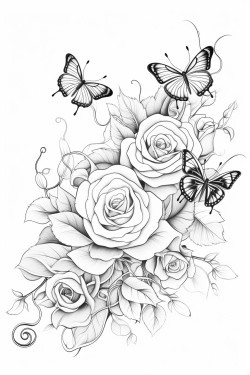 roses and buterflies