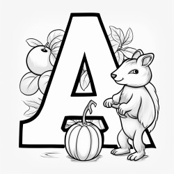 the letter a with an acorn as an example