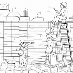 summer construction theme brickwork drywall scaffolding