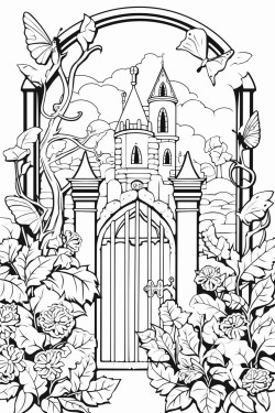 elf dream castle plants gates butterflies