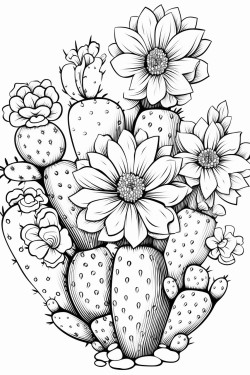 cacti adorned with bloom flowers and spines