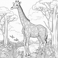 a giraffe in the forest