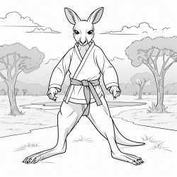 black belt on kangaroo in forest
