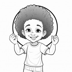 a cheerful illustration of a black child holding a mirror and smiling at their reflection