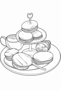 afternoon tea with macarons and croissant