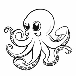 a playful fun cartoon version of an octopus