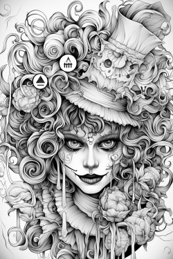 disform horror clown with spiral eye