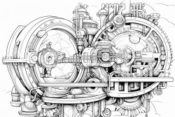 space design depicting an industrial machine planet