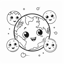 planet earth with cartoon style