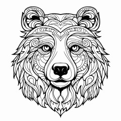 retro cartoon picture of a closeup face of a bear