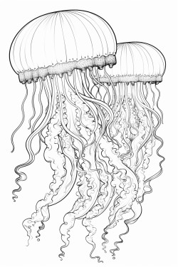 jellyfish floating with bubbles