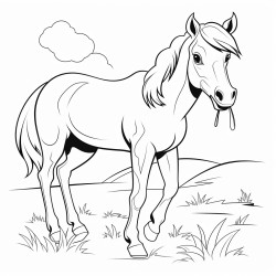 horse eating grass