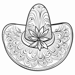 a single decorative sombrero with a wide brim and a few simple patterns the design is minimal with thick clean lines