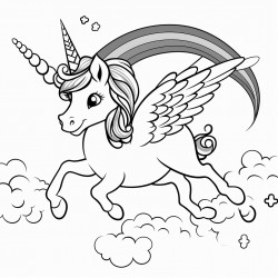 unicorn flying by rainbow